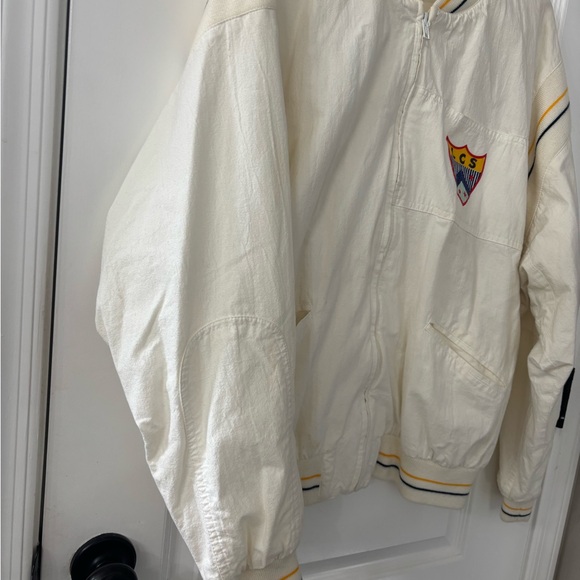 Le Coq Sportif Cream Bomber Jacket with Stripes - Picture 3 of 8